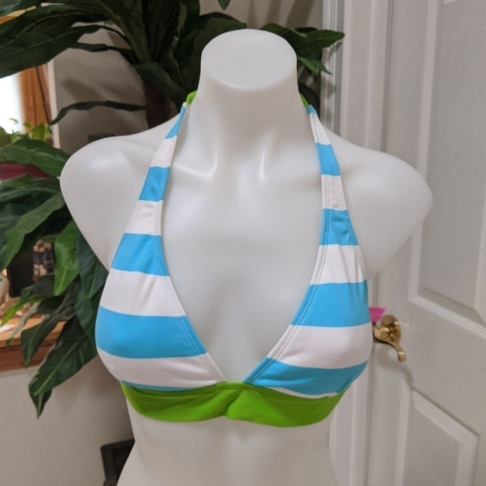 Waterfront Surf Women's Striped Bikini Halter Top Size Large New Without Tag